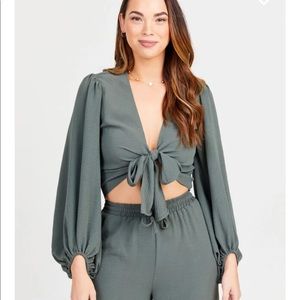 Altar’d State Mandie Top; olive green; size S